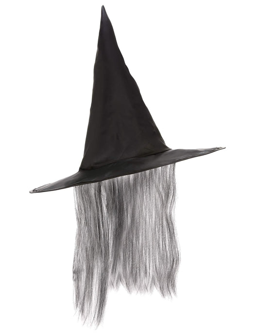 Sombrero Halloween bruja negro pelo gris adulto