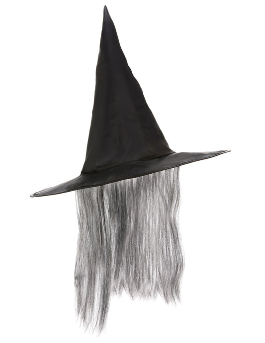 Sombrero Halloween bruja negro pelo gris adulto