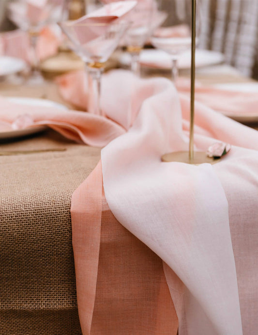 Camino de mesa de muselina rosa 28 cm x 5 m para bodas