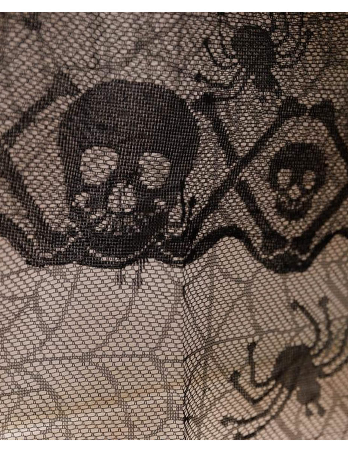 Camino de mesa de calaveras en encaje negro 28 cm x 3 m