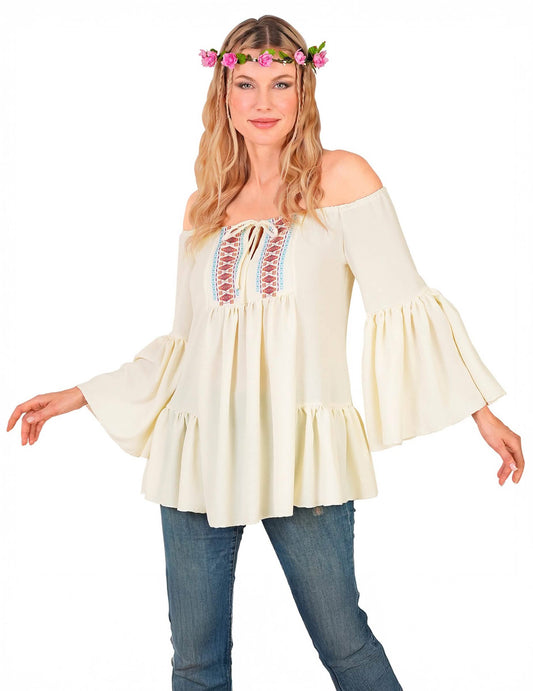 Camisa hippie años 60 para mujer