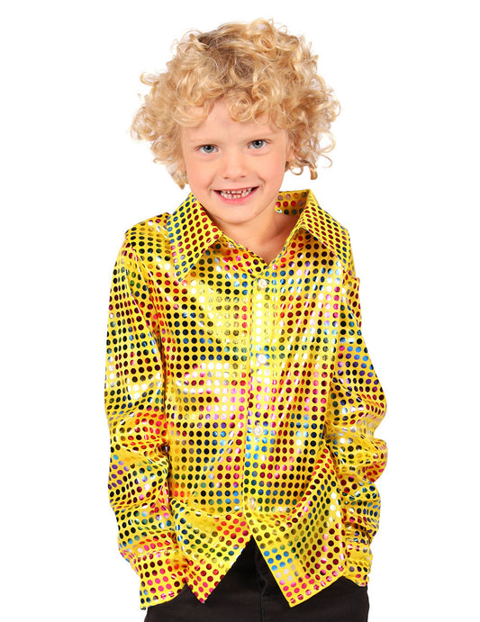Camisa disco con lentejuelas amarillas para niño