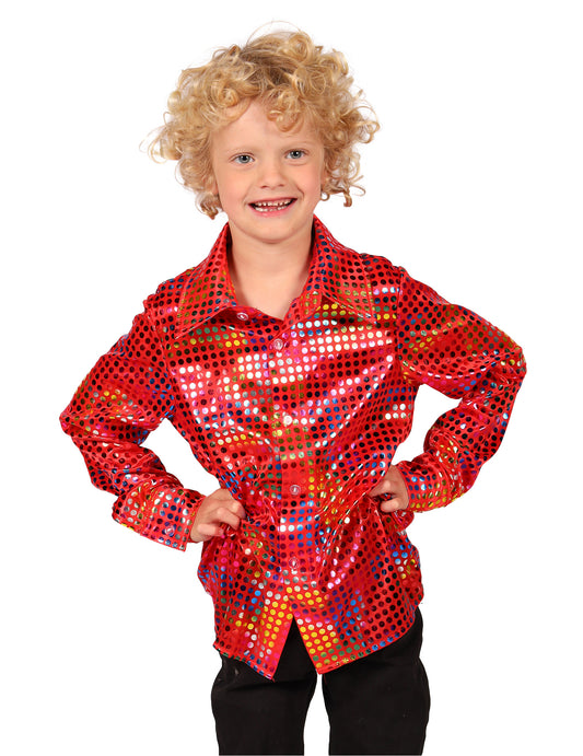 Camisa disco de lentejuelas roja para niño