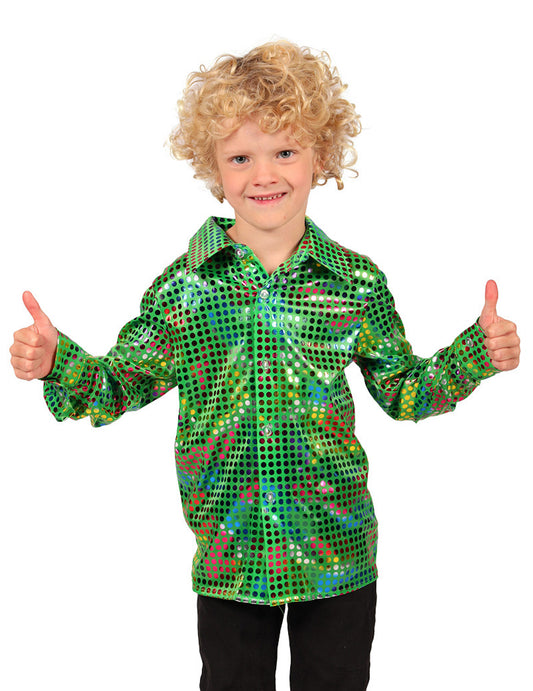 Camisa disco de lentejuelas verde infantil