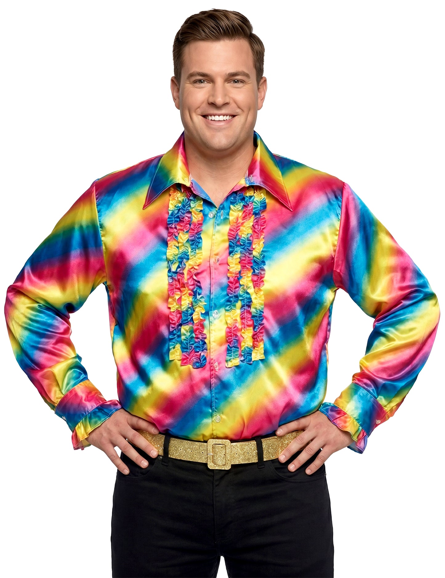 Camisa disco arcoíris adulto