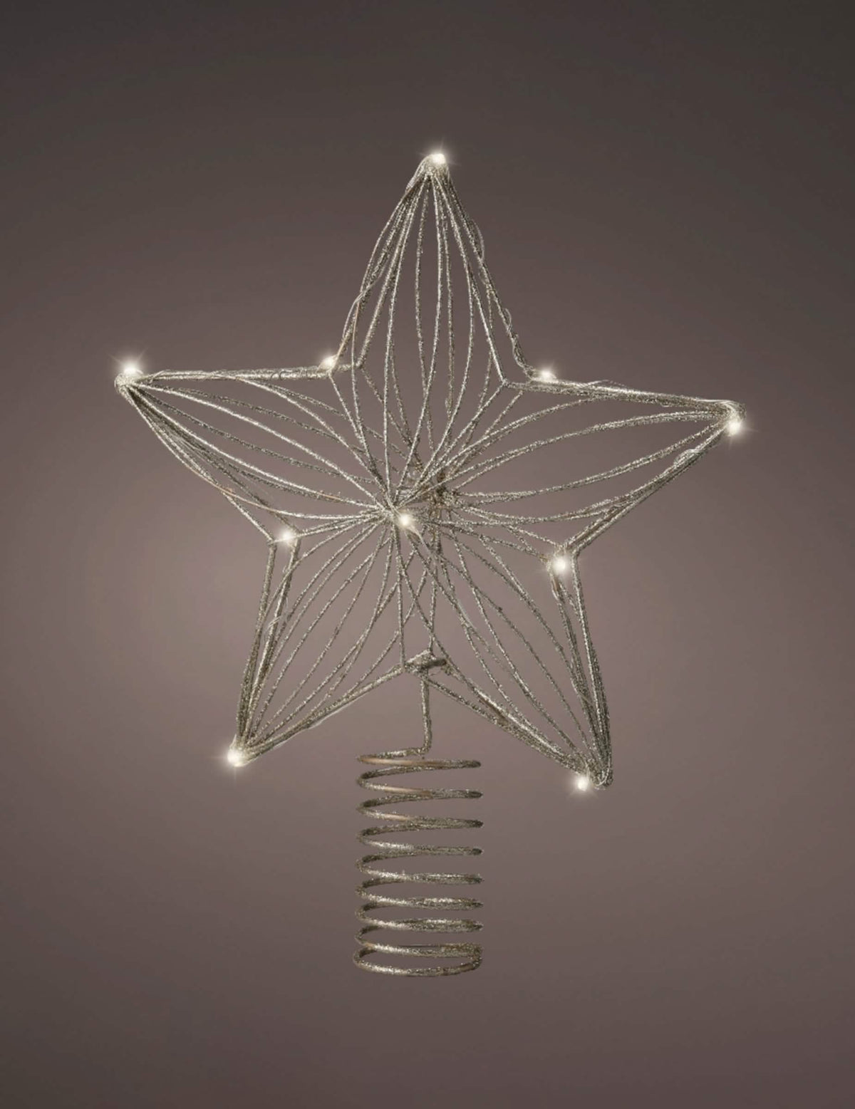 Cimier étoile pour sapin dorée à paillettes avec led