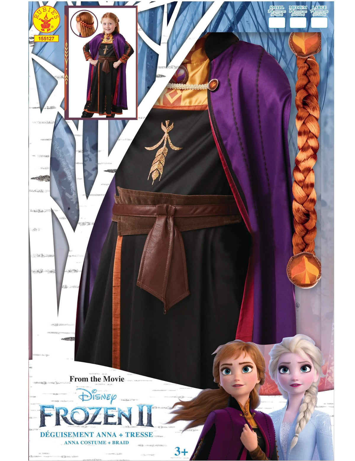 Detalles de la trenza y de los acabados del estuche de disfraz y trenza Anna Frozen 2