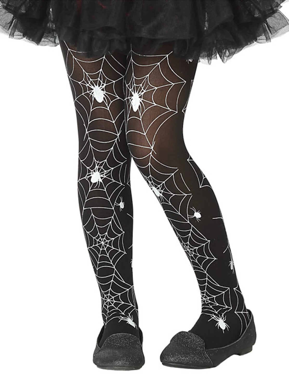 Medias de tela de araña para niño blanco y negro