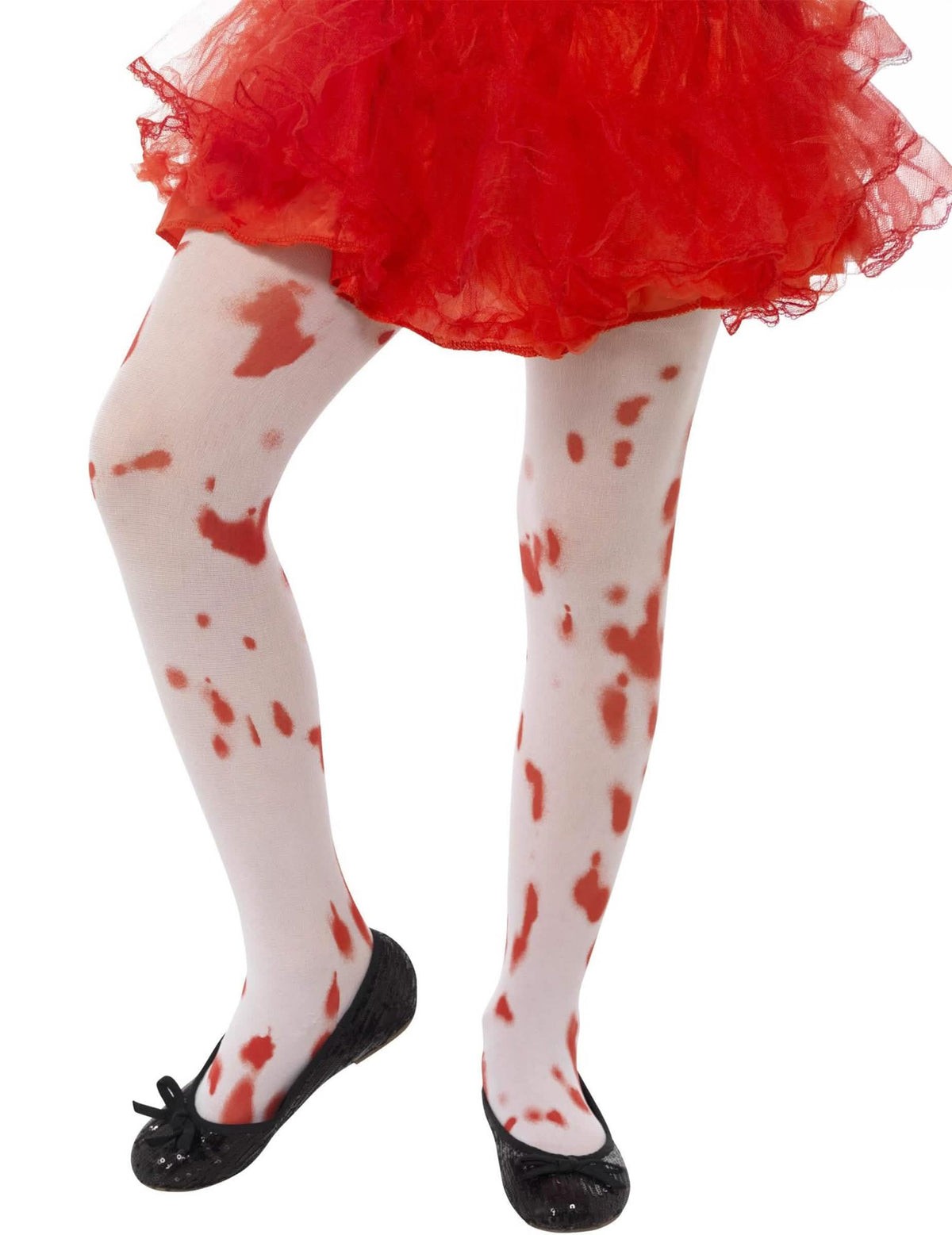 Primer plano de las manchas de sangre de las medias ensangrentadas halloween para niño