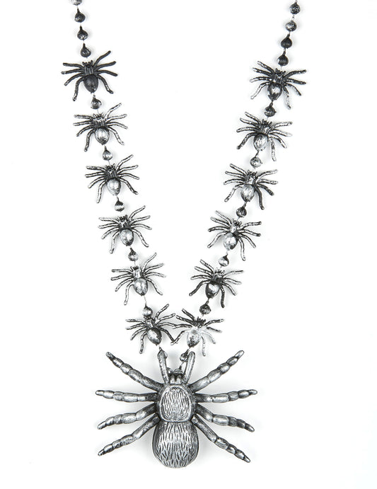 Collar de araña plateada adulto Halloween
