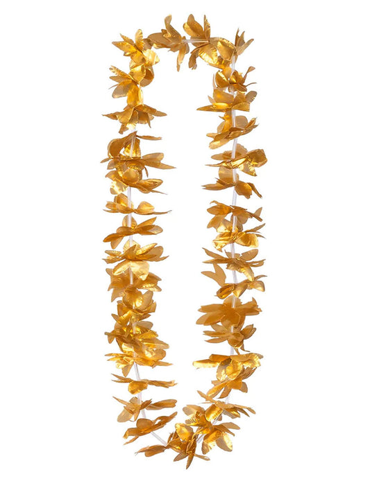 Vue d'ensemble du collier de fleurs pour adulte doré