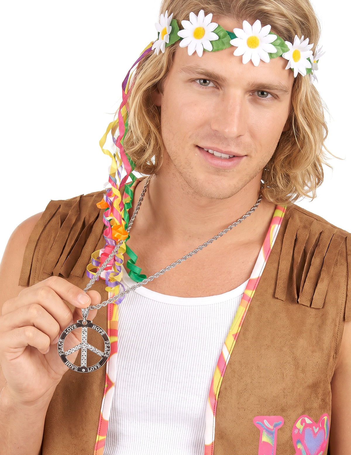 Collar hippie efecto strass adulto