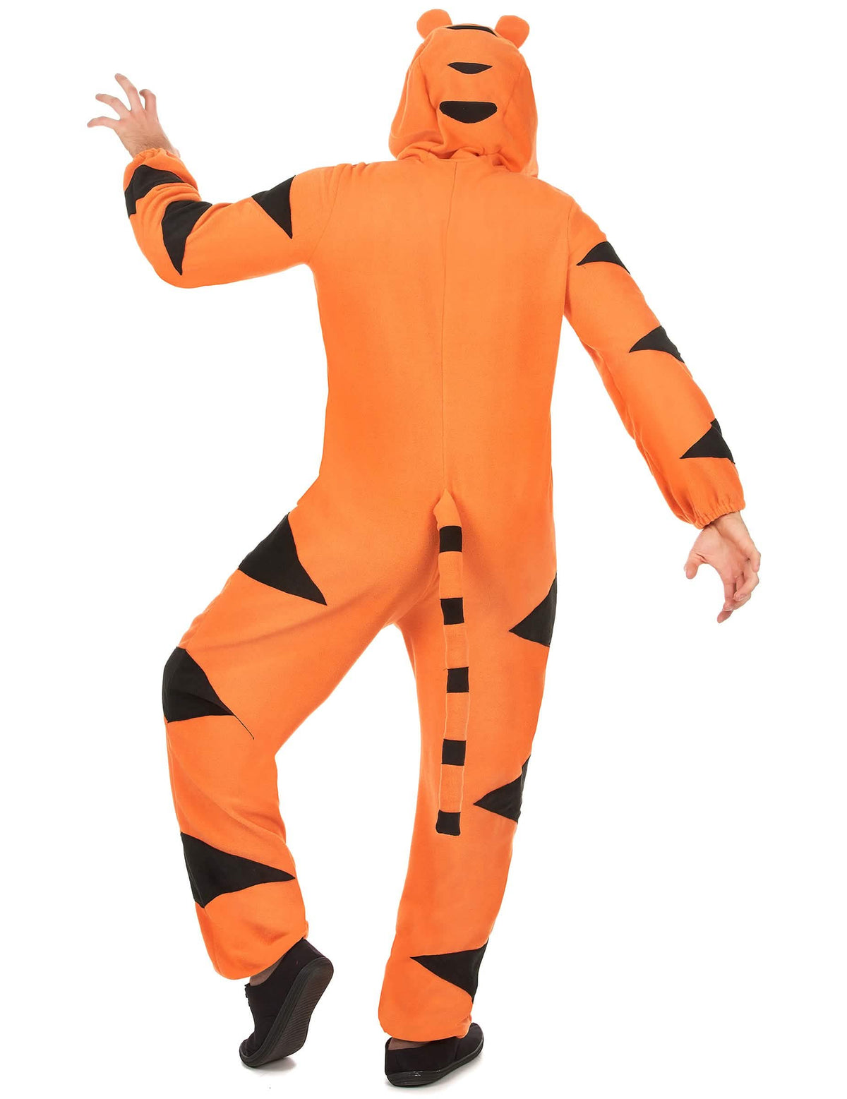 Vista trasera de la combinación con capucha tigre para hombre