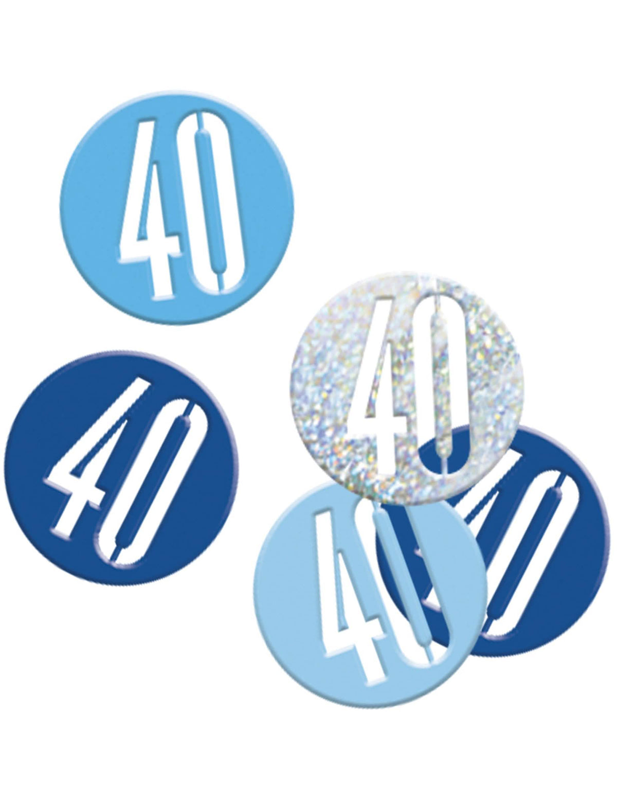 confetis Edad 40 años para cumpleaños azul y gris con purpurina