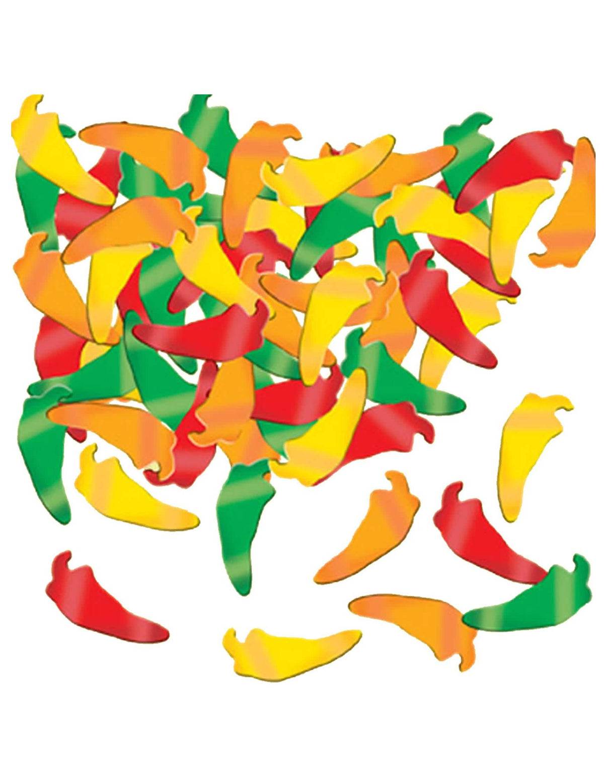 confetis de mesa pimientos 34 gramos coloreados rojos verdes y amarillos