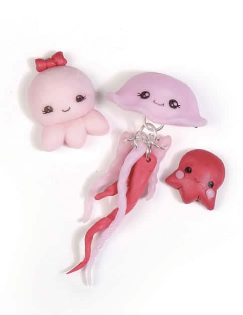 Detalle de las figuritas del kit creativo imanes cucurucho sorpresa medusa fimo