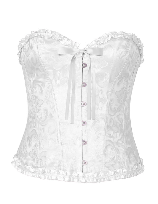 Corsé blanco con lazada barroca para mujer