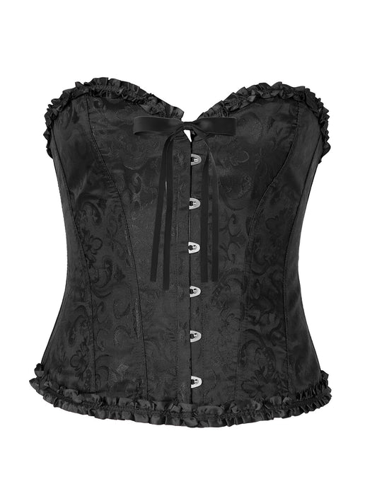 Corsé negro con lazada barroca para mujer