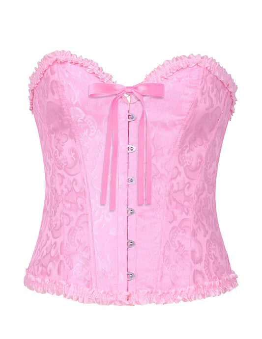 Corsé rosa con cordones barrocos para mujer