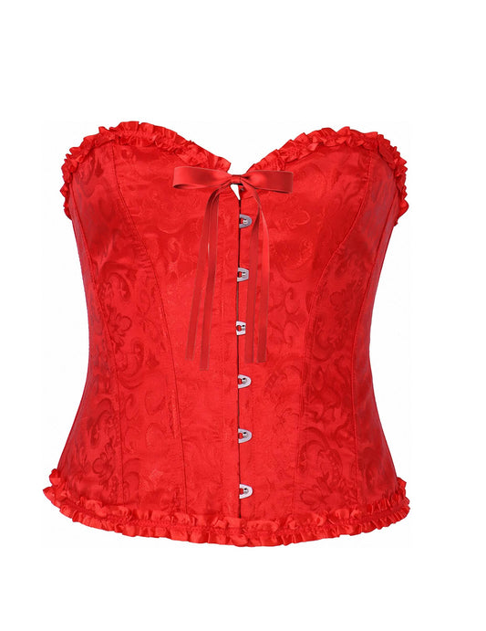 Corsé rojo con encaje para mujer