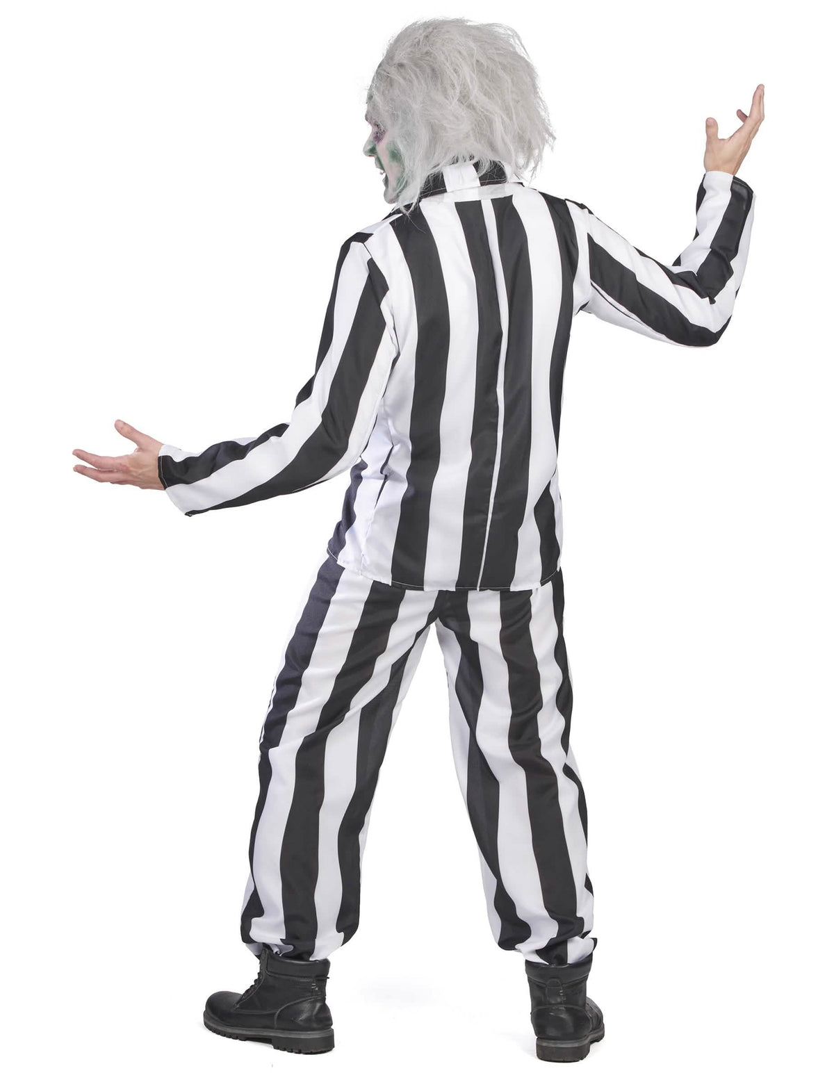 Costume de fantôme à rayures noires et blanches pour homme vue de dos