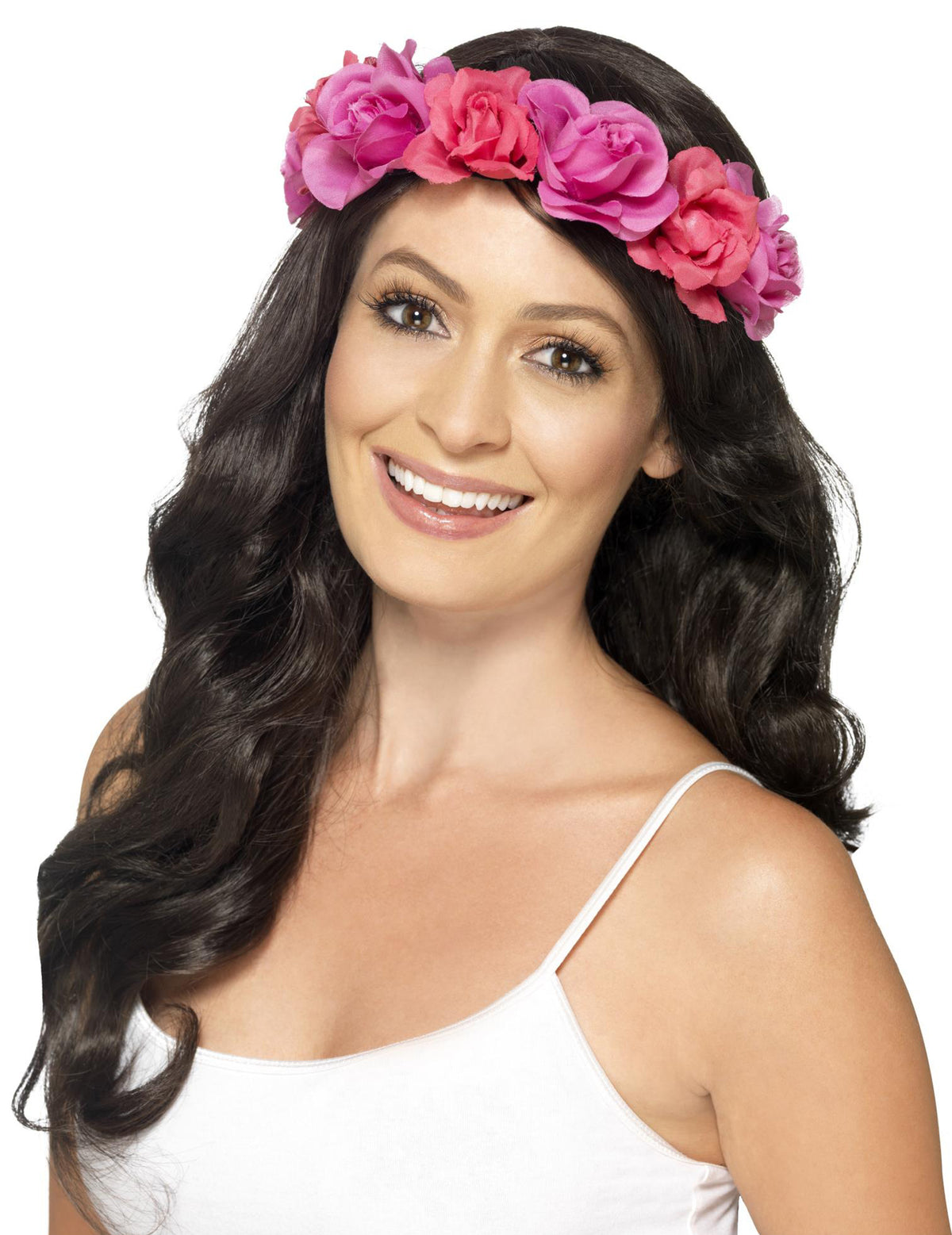 Corona flores rosas mujer