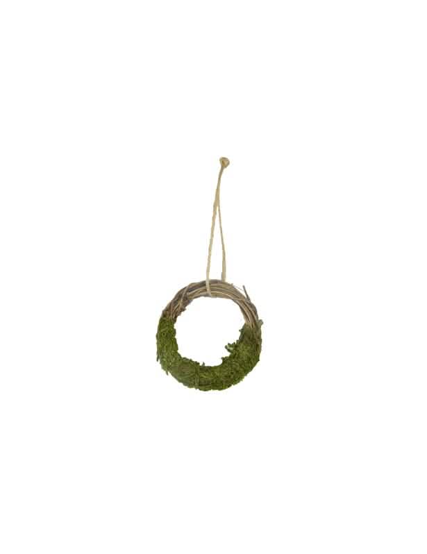 Corona de rama de vid y musgo para decoración verde y marrón para colgar