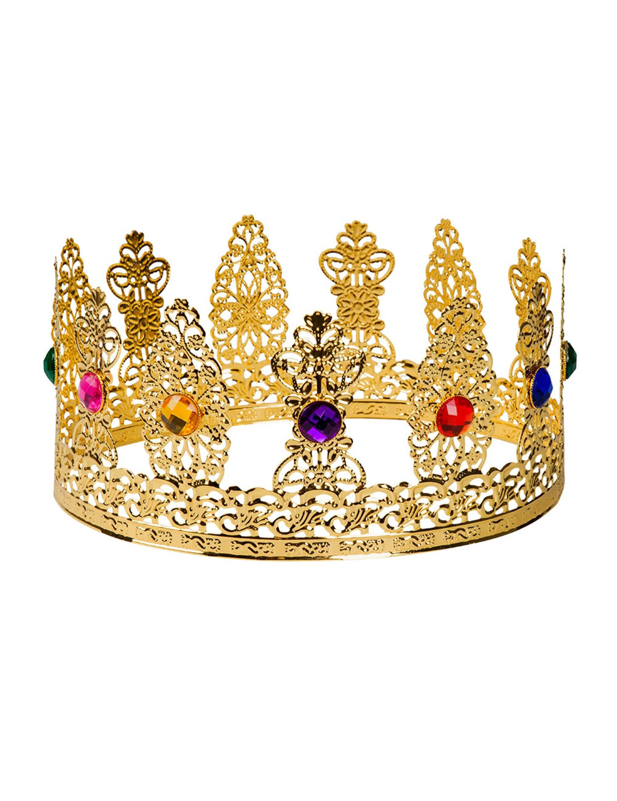 Vista frontal de la corona de reina con piedras falsas para adulto