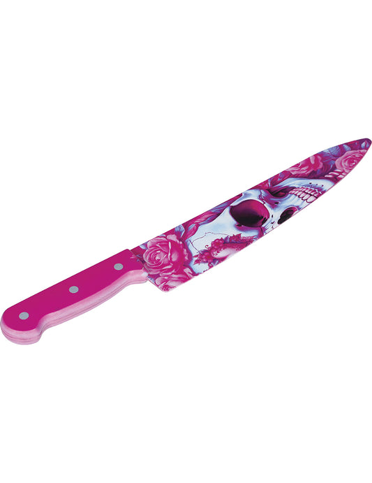 Cuchillo calavera rosa 35 cm