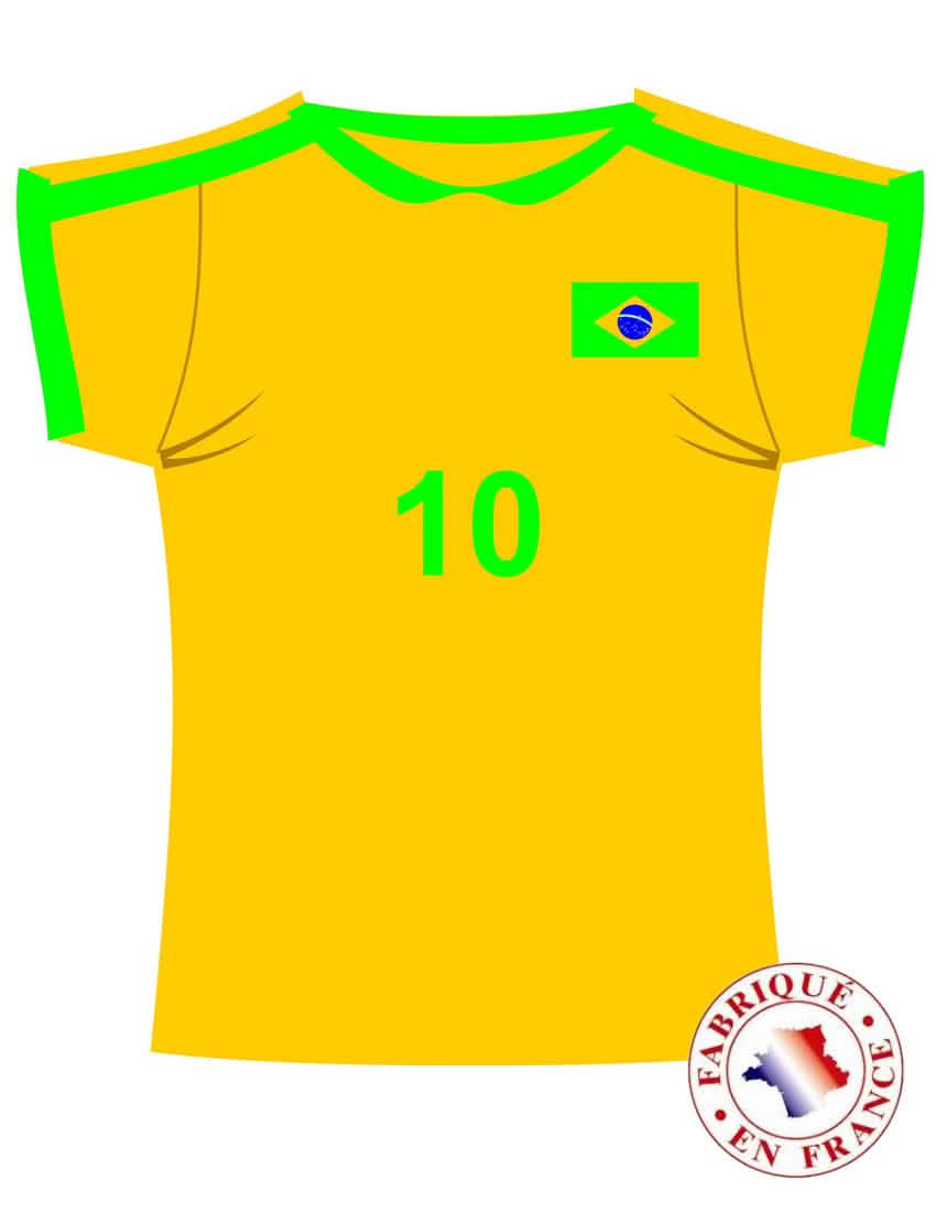 Décoration murale maillot du Brésil pour fête jaune et vert avec numéro 10