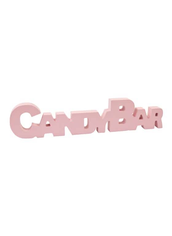 Décoration de table en bois Candy Bar pour buffet rose