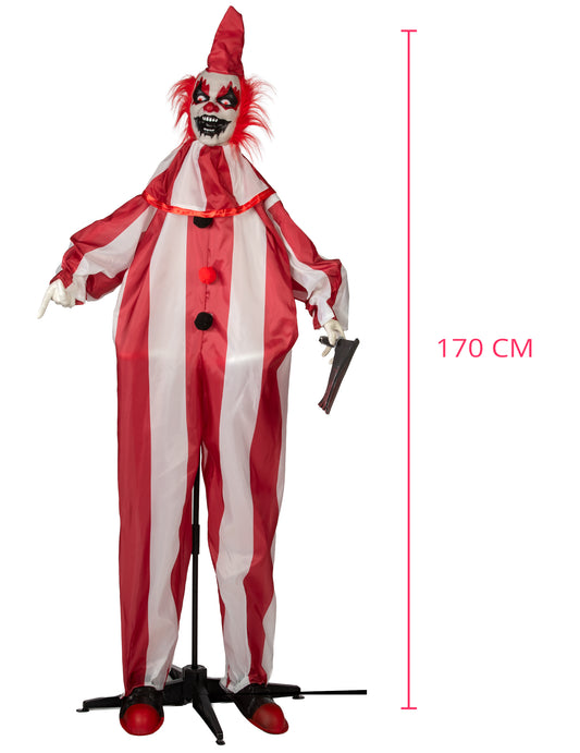 Decoración animada payaso maléfico con movimientos 170 cm