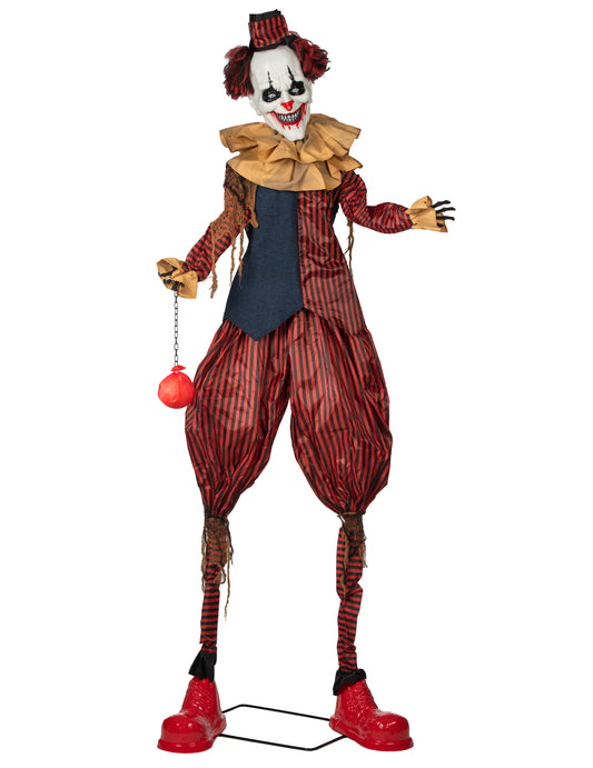 Decoración animada de payaso con zancos 240 cm