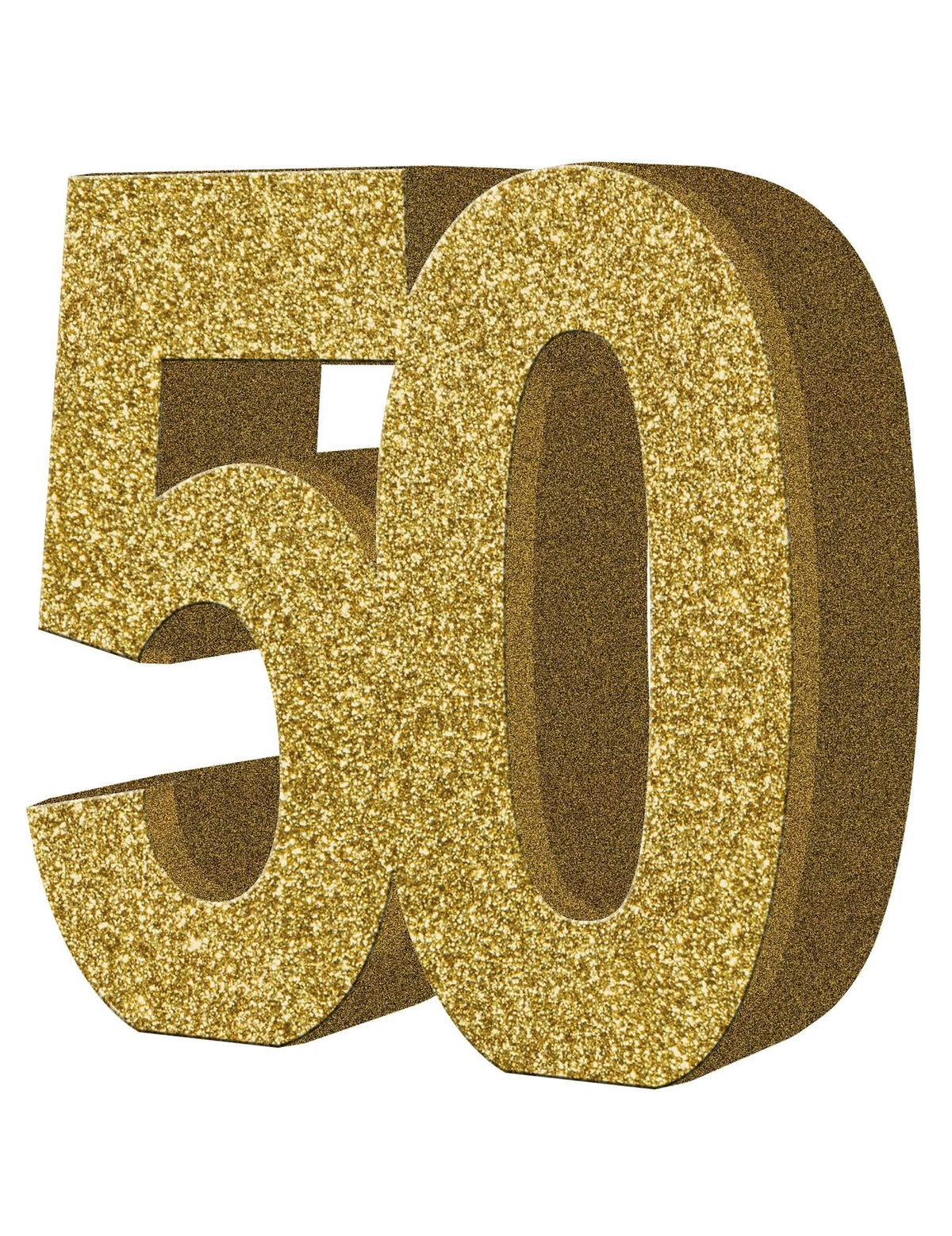 decoración de mesa 50 años dorada con purpurina