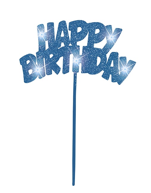 Décoration lumineuse pour gâteaux Happy Birthday pour anniversaire bleue pailletée à led