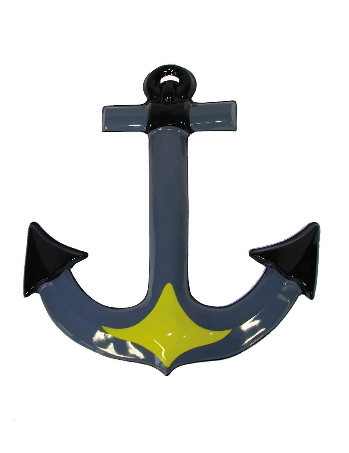 Decoración mural de ancla de marinero gris negro y amarillo en relieve