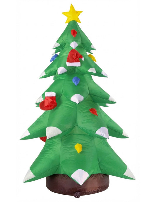 Vue de face de la décoration sapin de Noël gonflable et lumineux