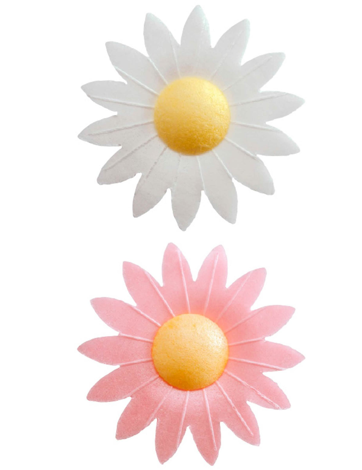Decoraciones de flores de oblea para tarta blancas y rosas