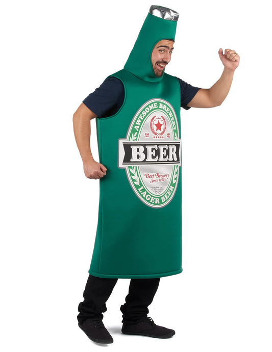 Vue de profil du déguisement bière pour adulte