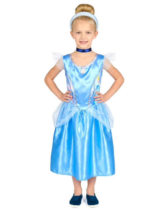 Vue de face du déguisement Cendrillon™ basique pour enfant