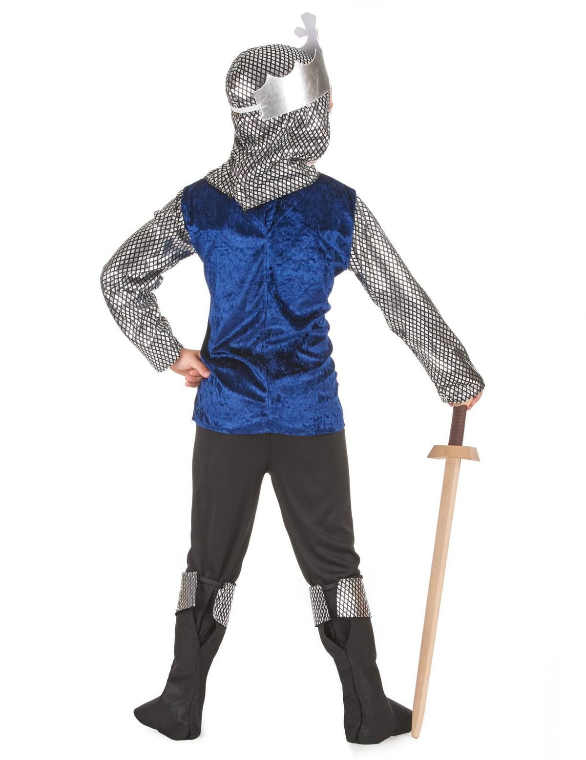 Vue de dos du déguisement de chevalier bleu nuit