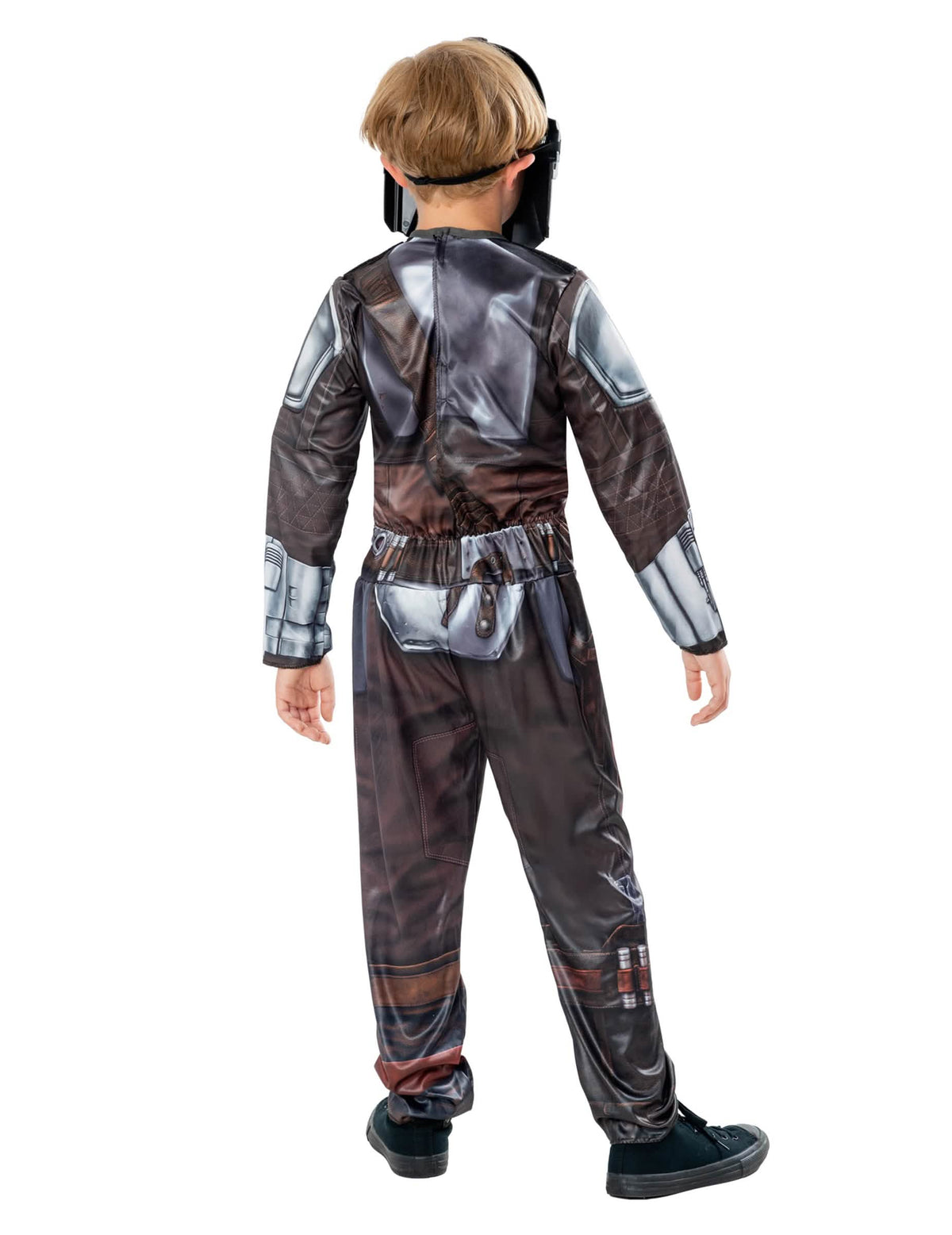 Vista de espaldas del disfraz clásico Star Wars The Mandalorian para niño