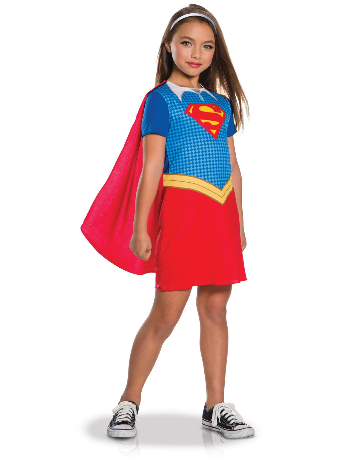 Déguisement classique Supergirl pour fille bleu et rouge avec cape