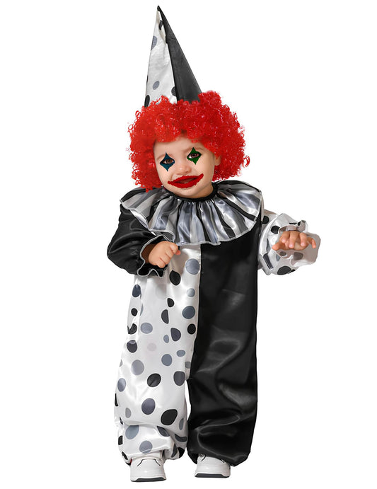 Vue de face du déguisement de clown Halloween pour bébé