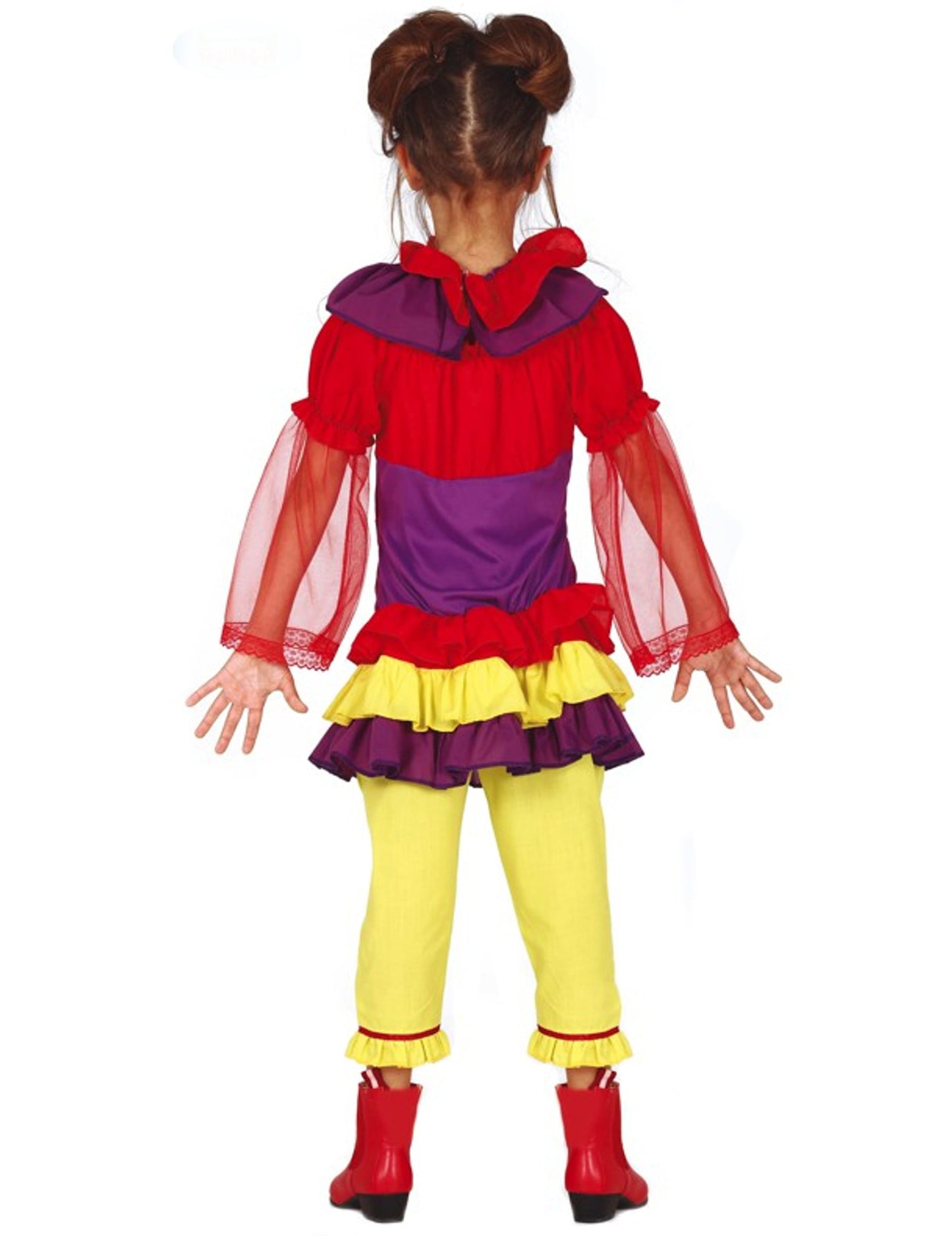 Vue de dos du déguisement clown maléfique pour fille