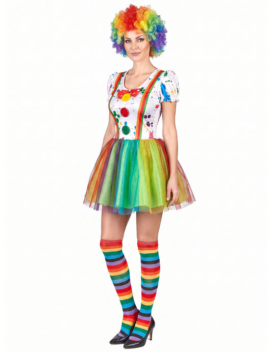 Disfraz de payaso pintor multicolor mujer