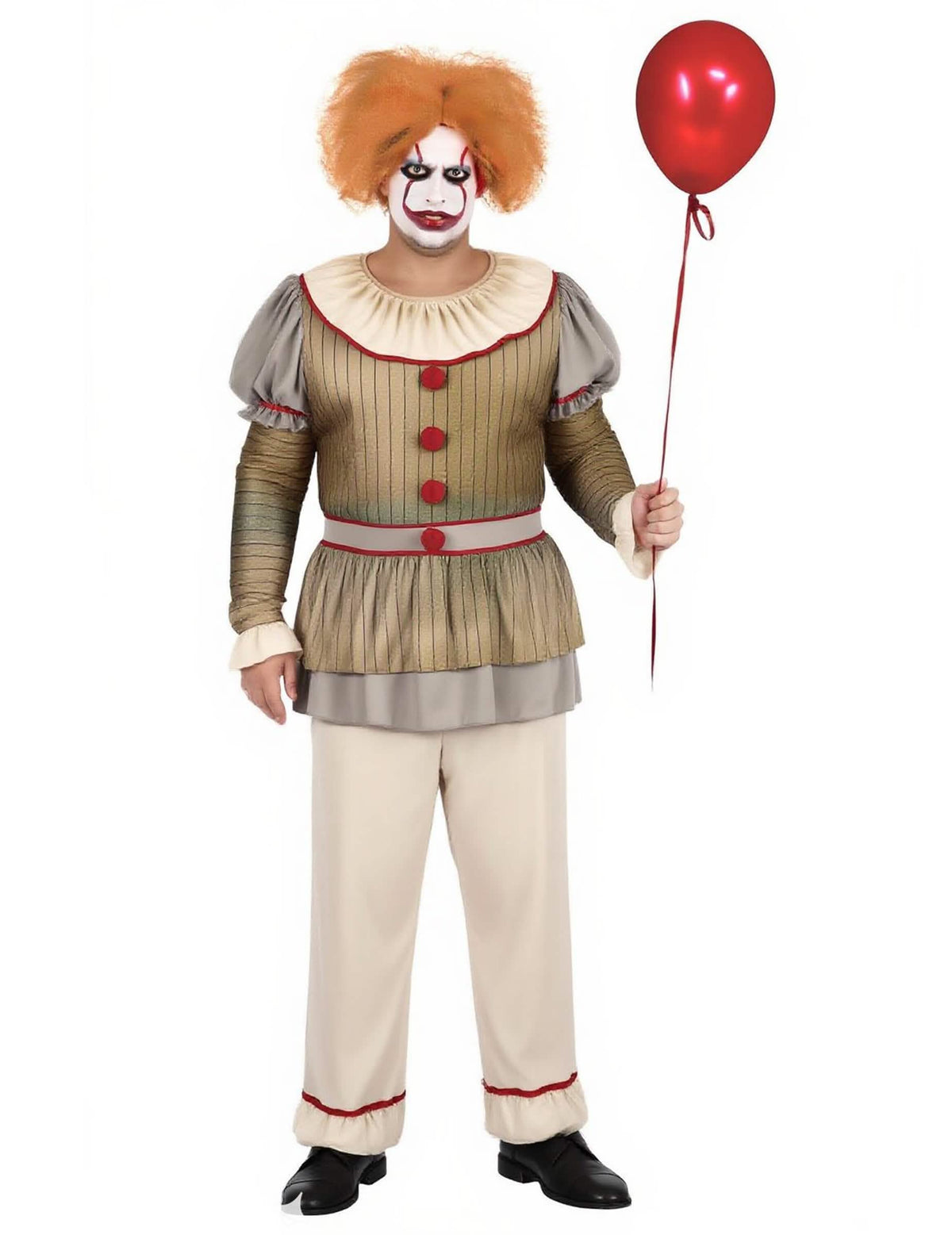 Vista frontal del disfraz de payaso psicópata para hombre
