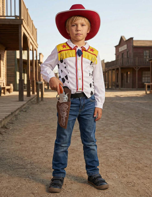 Vista frontal del disfraz de cowboy para niño