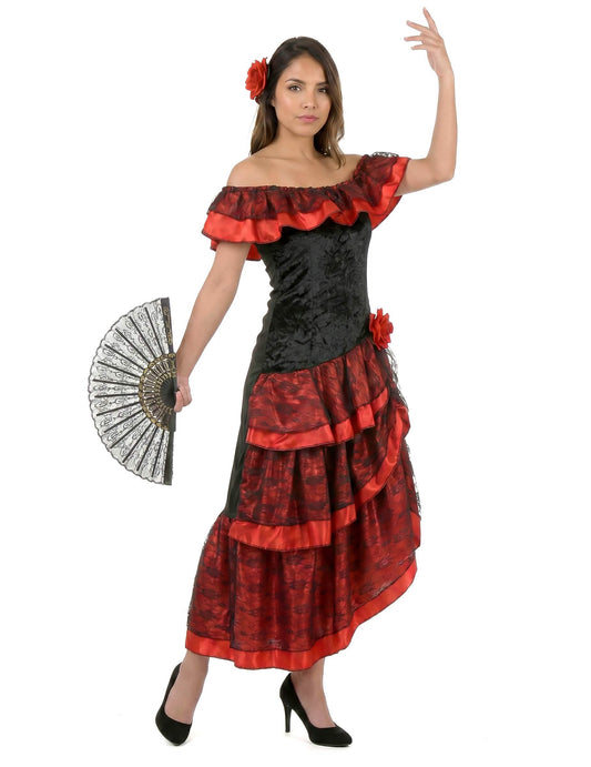 Disfraz de flamenca rojo y negro