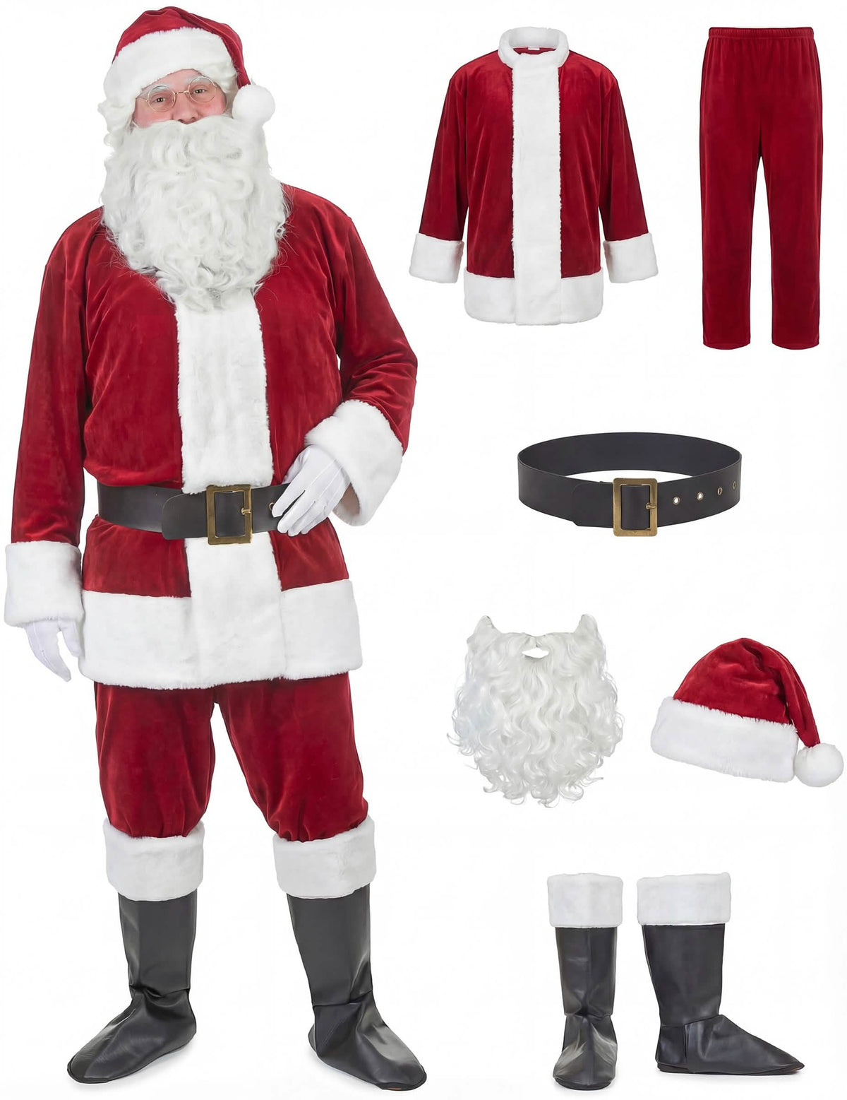 Vista frontal del disfraz de papá noel